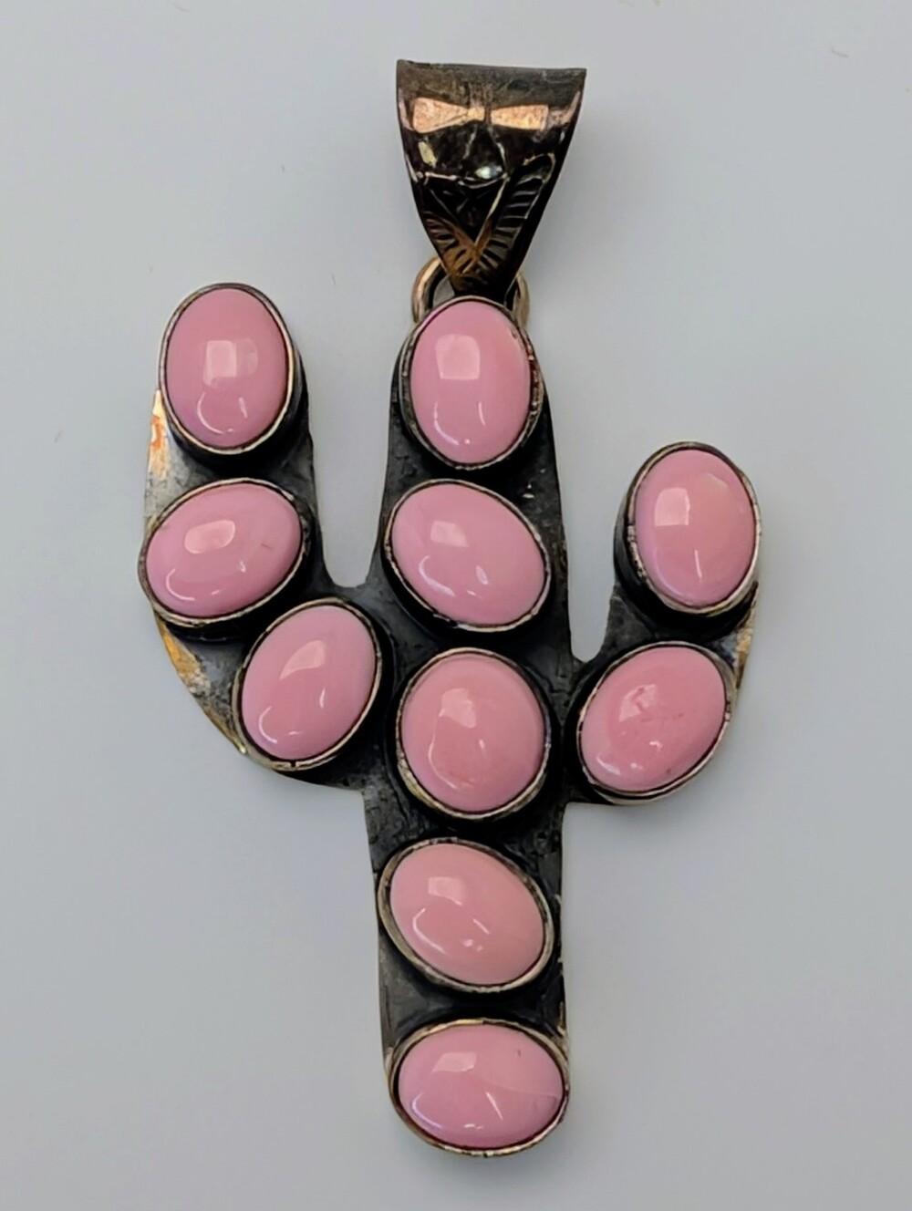 Large Pink Conch Cactus Sagaro Pendant S925 Sterling Silver